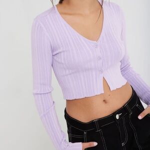 Garage Lilac Ribbed Crop Top